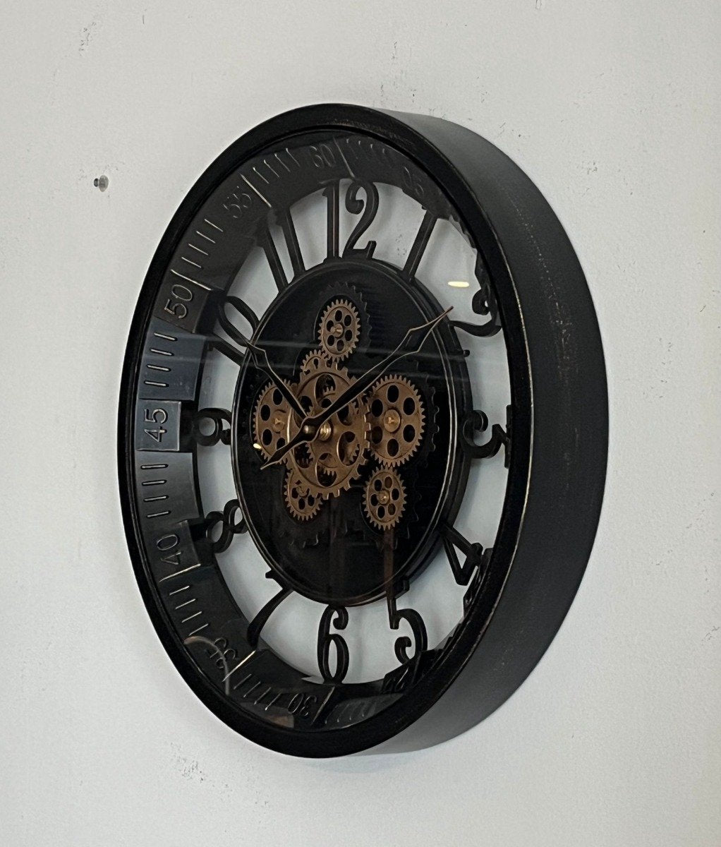 Wandklok industrieel - wandklok zwart - muurklok - Ø46 cm
