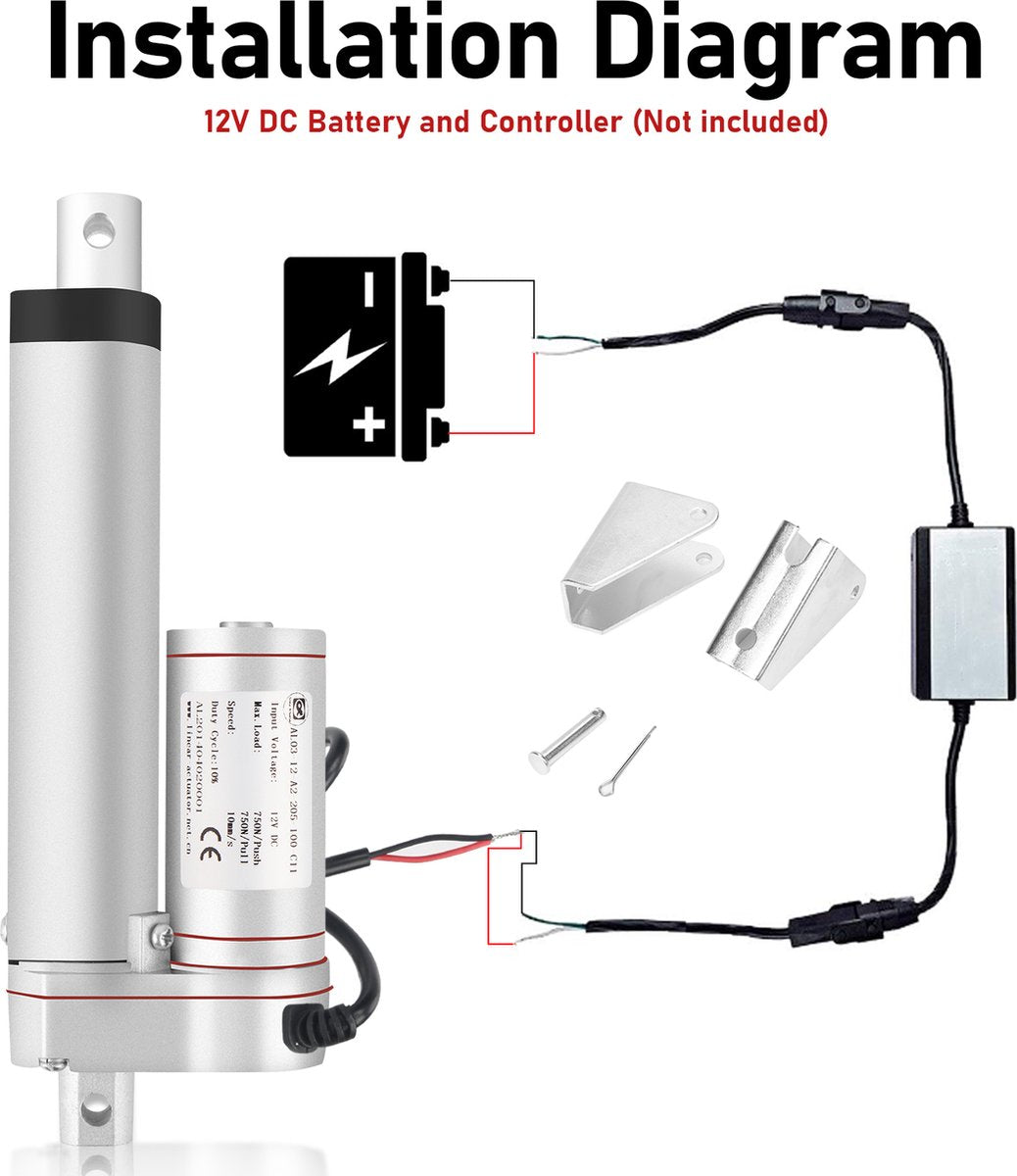 12V Lineaire Actuatormotor Hoge Snelheid 5.7mm/s 1500N 150mm Elektrische Deuropener