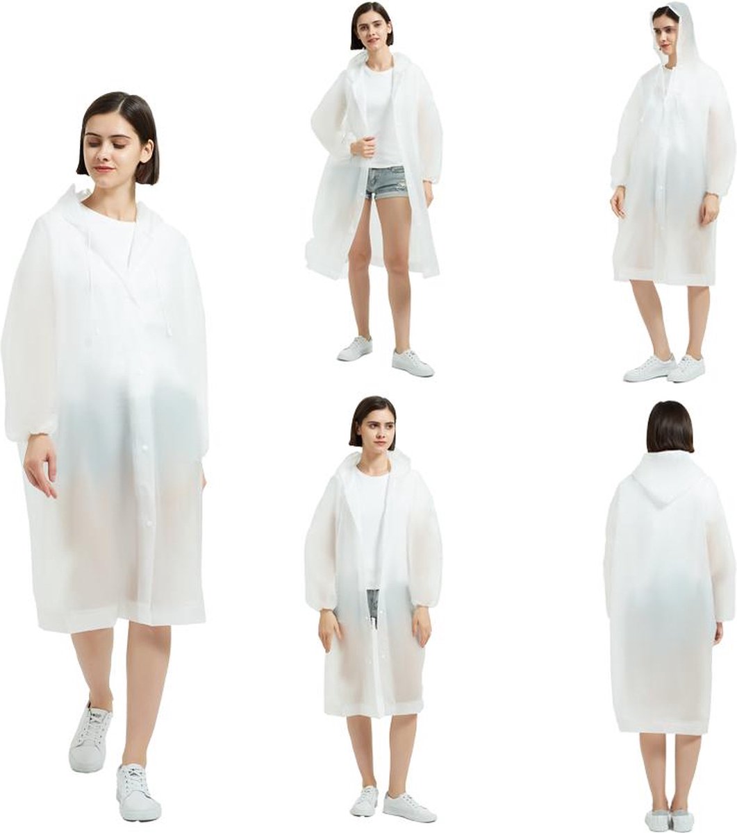 Raincoat - Set van 2 Stuks - Regenponcho met Capuchon - Unisex voor Dames & Heren - Waterdicht - Fietsponcho Lang Model - Regenpak - Volwassenen - Regen Poncho Jas - Zwart