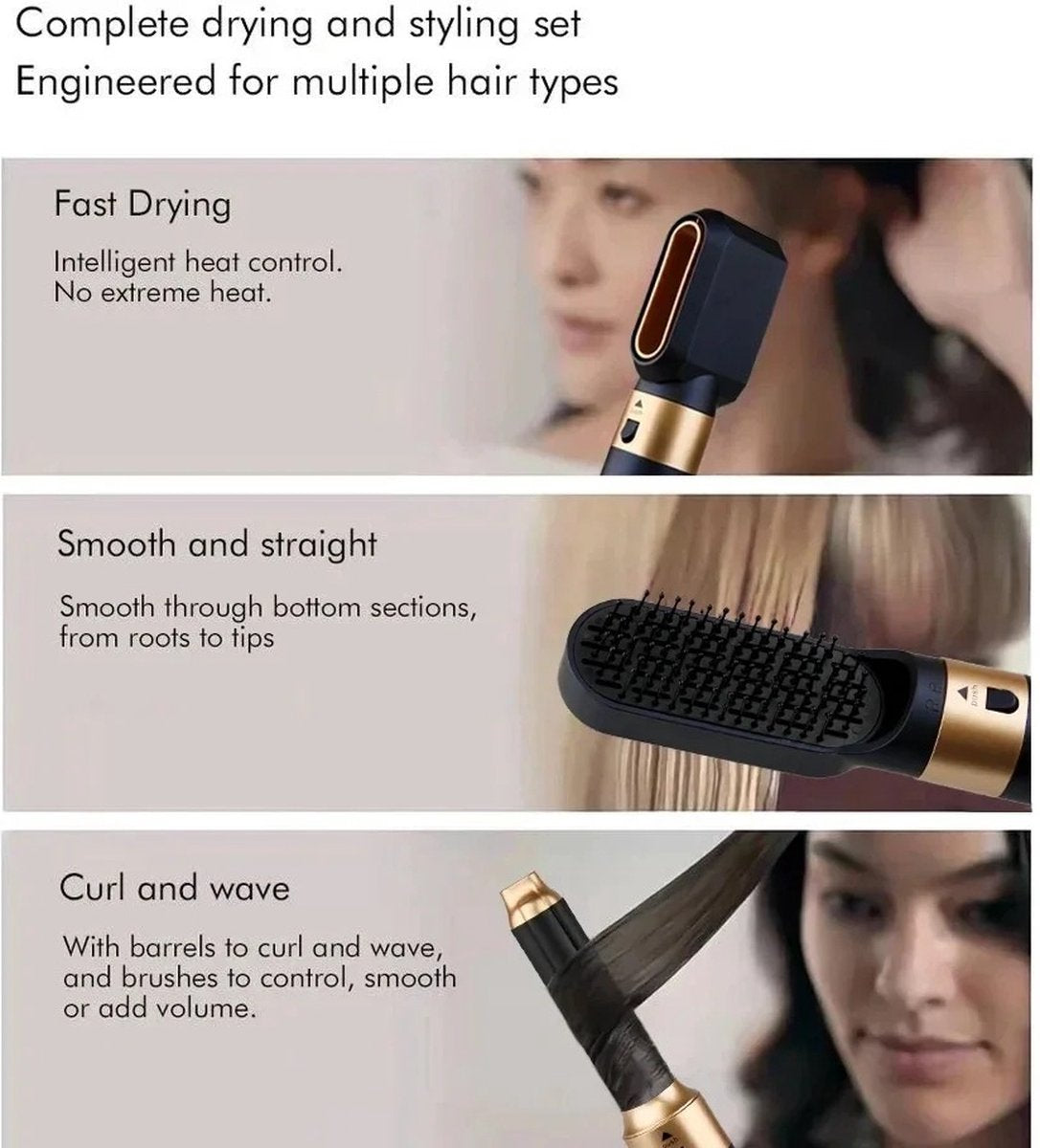 Hairwrap pro - 5-in-1 multistyler - Airstyler - Krultang - Föhn - Föhnborstel - Incl. leren opbergcase