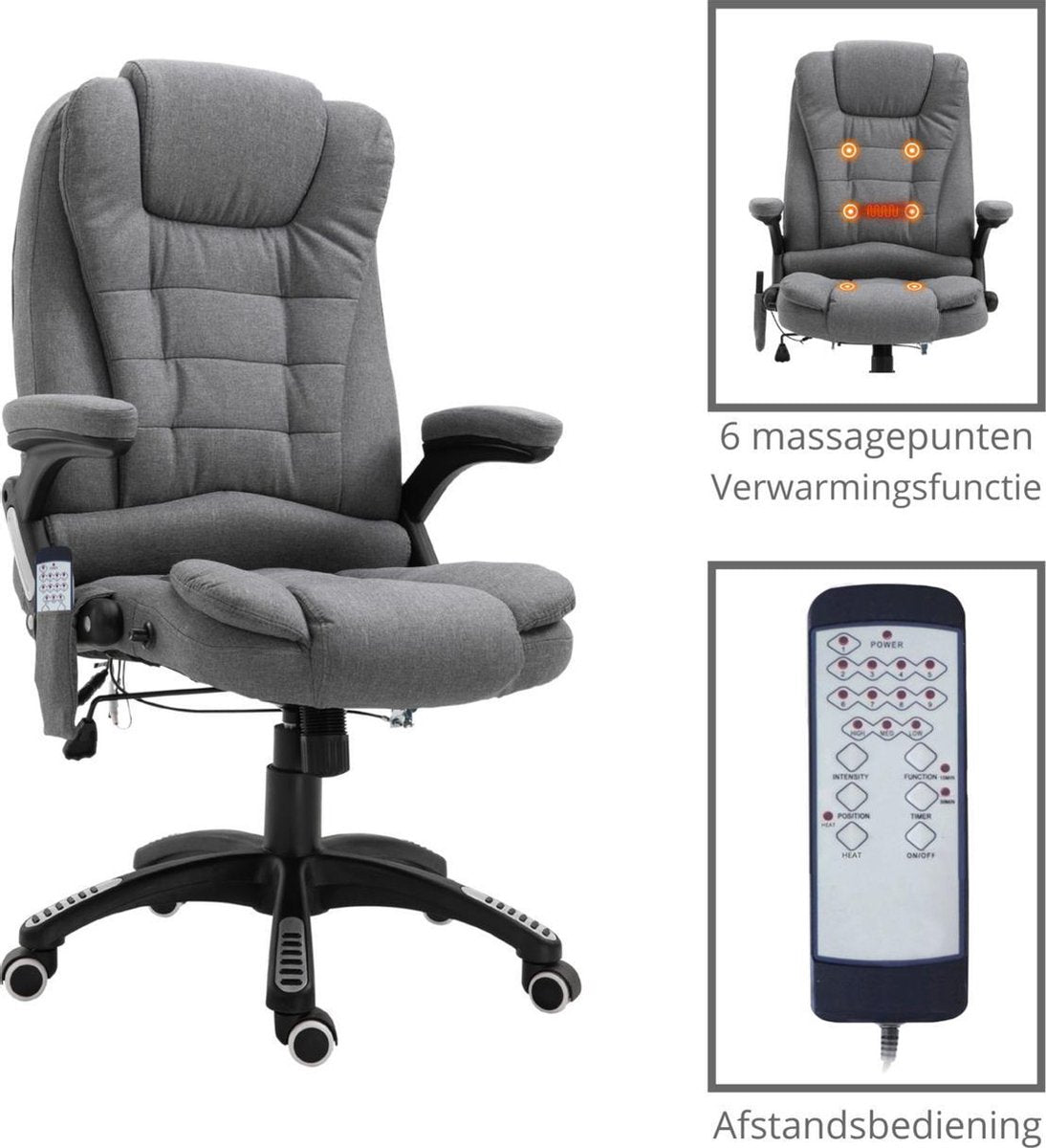 Office chair - Ergonomic office chair - Executive chair - Massage chair - Office chairs for adults - Grey