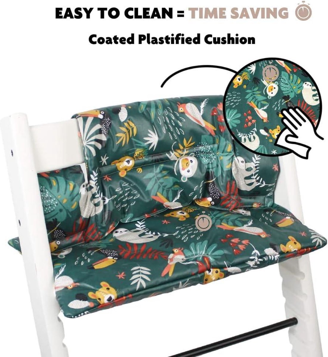 Cushion for Stokke Tripp Trapp - Handmade in Europe - Green Color - Compatible with Stokke Tripp Trapp Trip Trap Chair