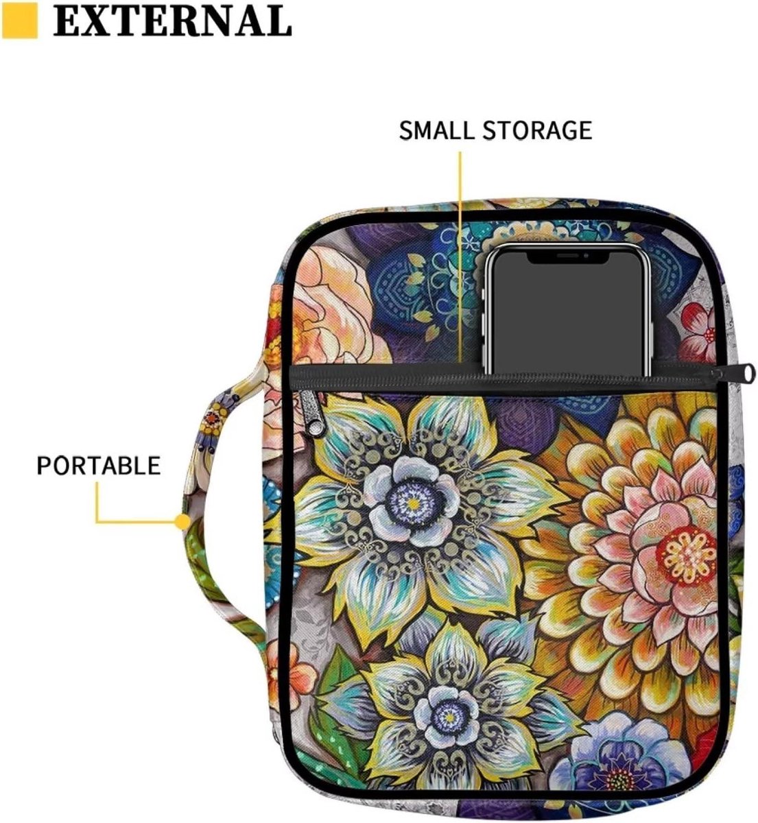 Zippered Bible Cover Bag - Multifunctional Organizers for Women and Men Bible Case