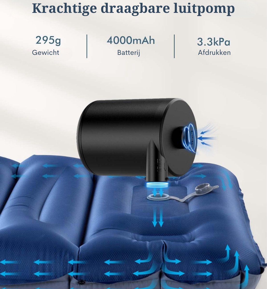 Electric Air Pump - portable cordless pump, small electric compressor, electric pump, mini USB electric air pump with 4000 mAh rechargeable, for swimming pool, camping, air mattress, swim ring, inflatable boat