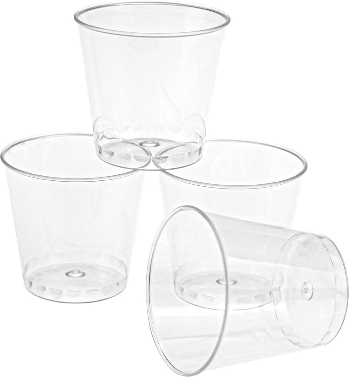 Plastic Borrelglazen 30 ml - 300 Stuks Transparante Dessertbekers - Ronde Parfait Voorgerechtskop Herbruikbaar - Whiskypudding Mousse Whisky Jello Party - Serveerschaal Bekers (43 x 4 cm) plastic wegwerp shotglaasjes