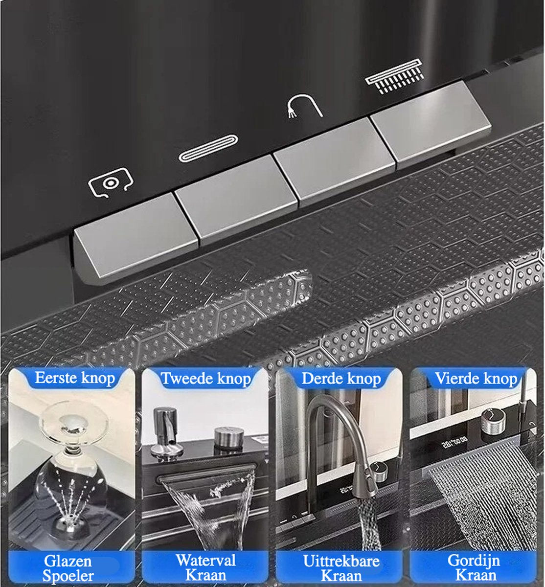Multifunctional Sink - Kitchen sink - Multifunctional basin - Waterfall faucet - Including accessories - 75x45cm