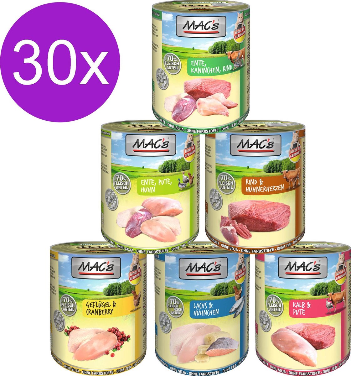 MAC’s Kattenvoer Natvoer Blik Mixpakket 30 x 800g + kattensnoepjes