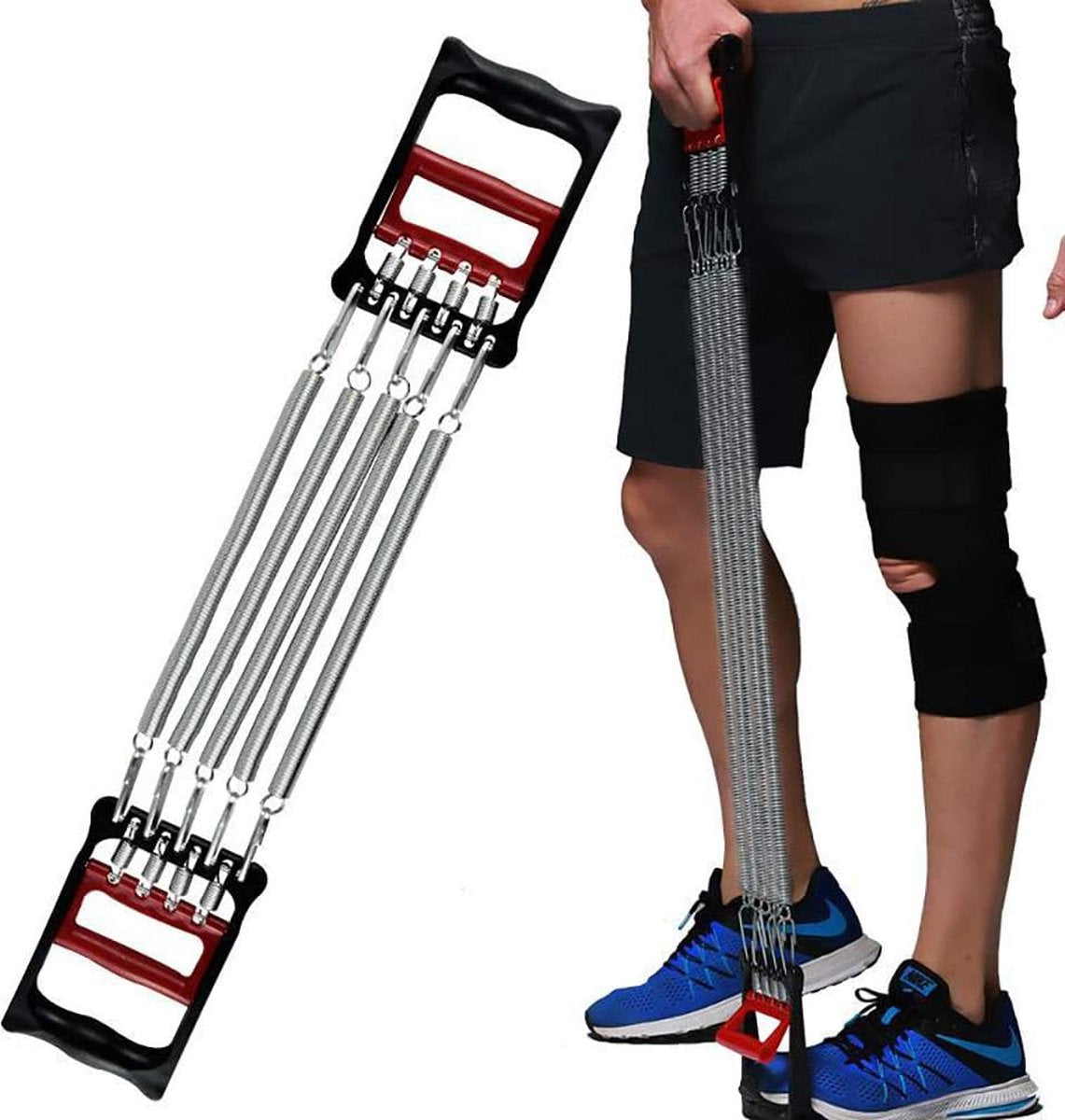 Expander Fitness met 5 veertrainers voor spieren, borstexpander en handknijper, verstelbaar, spiertrainingsapparaat, voor training van borst-, schouder- en armspieren