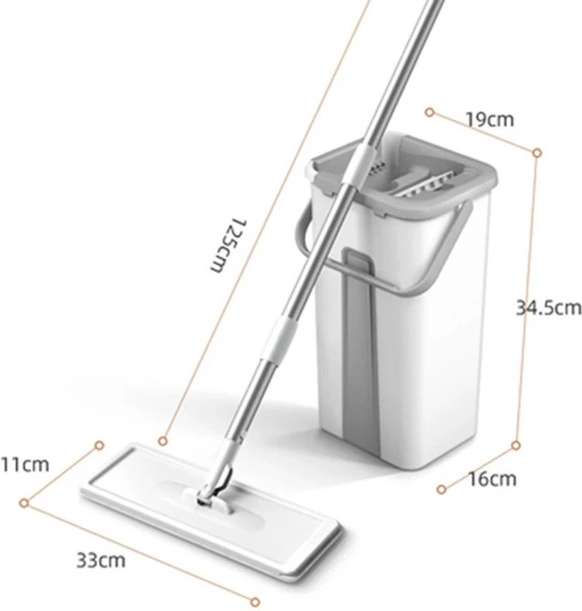 Mop - 5-IN-1 - Mop and Bucket - Mop - Mopping System - Mop Set & Floor Wipers - Including 2 Mop Cloths Set - White