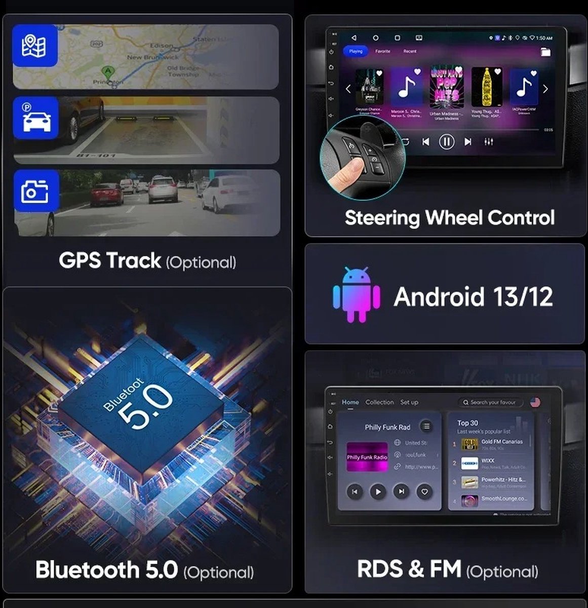 Universal Car Radio - Car Radio with Bluetooth - Car Radio Apple Carplay - Android Auto - 7 Inch