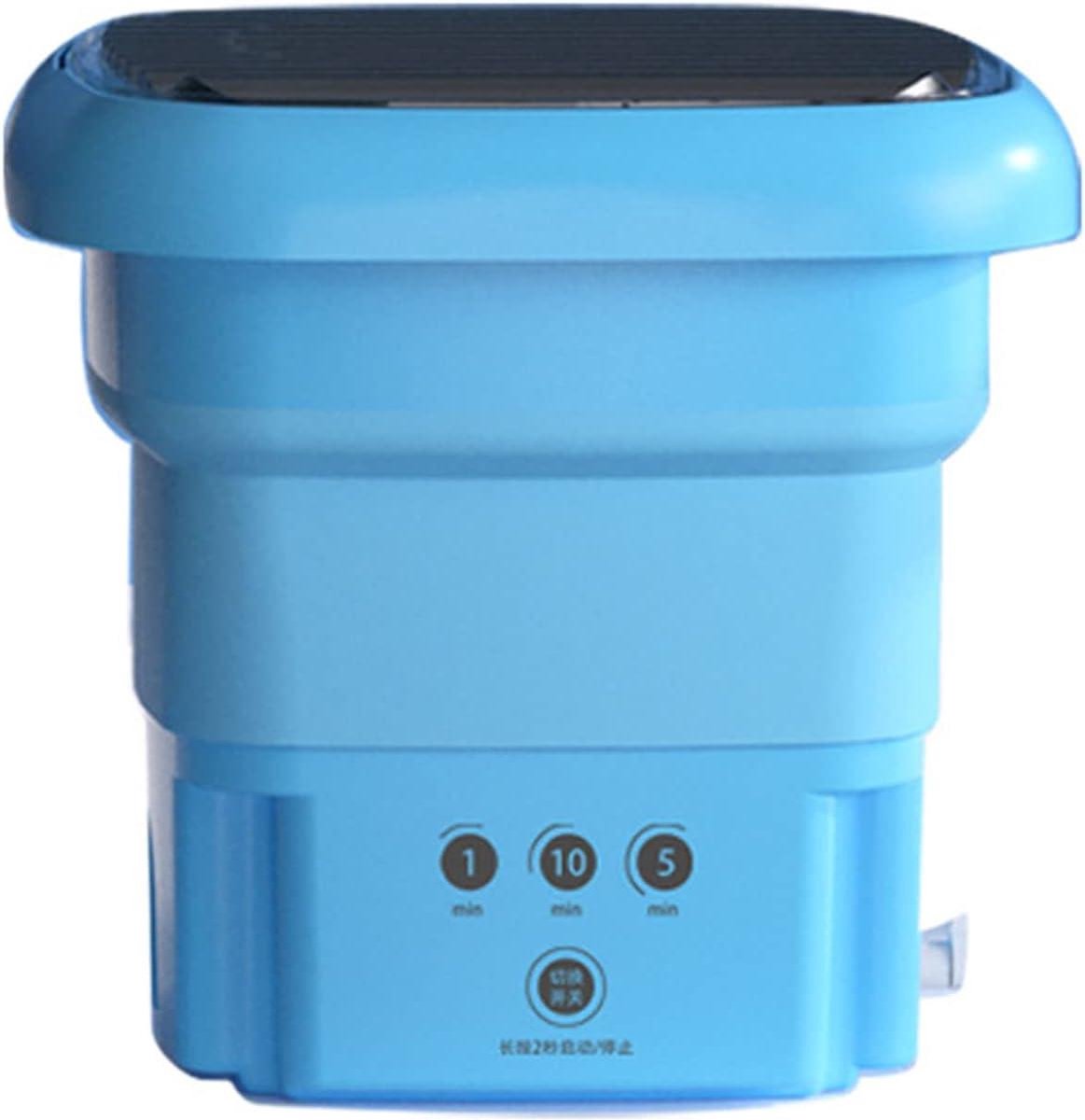 Mini Portable Foldable Washing Machine and Dryer Combo with Blue Light - Drain Basket Tube - Underwear - Socks - Baby Clothes - Travel - Camping - RV - Dorm - Apartment - Blue - Mini Washing Machine