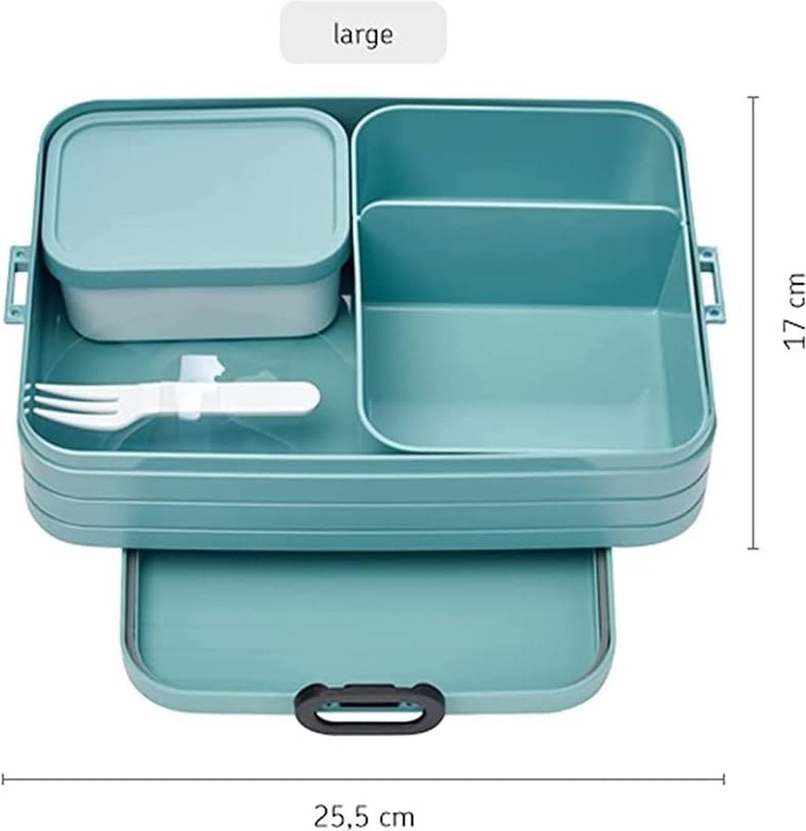 Large lunchbox with bento box, for 4 sandwiches or 8 slices of bread, lunchbox for small snacks and leftovers, lunchbox for adults, food box with compartments, Vivid Green