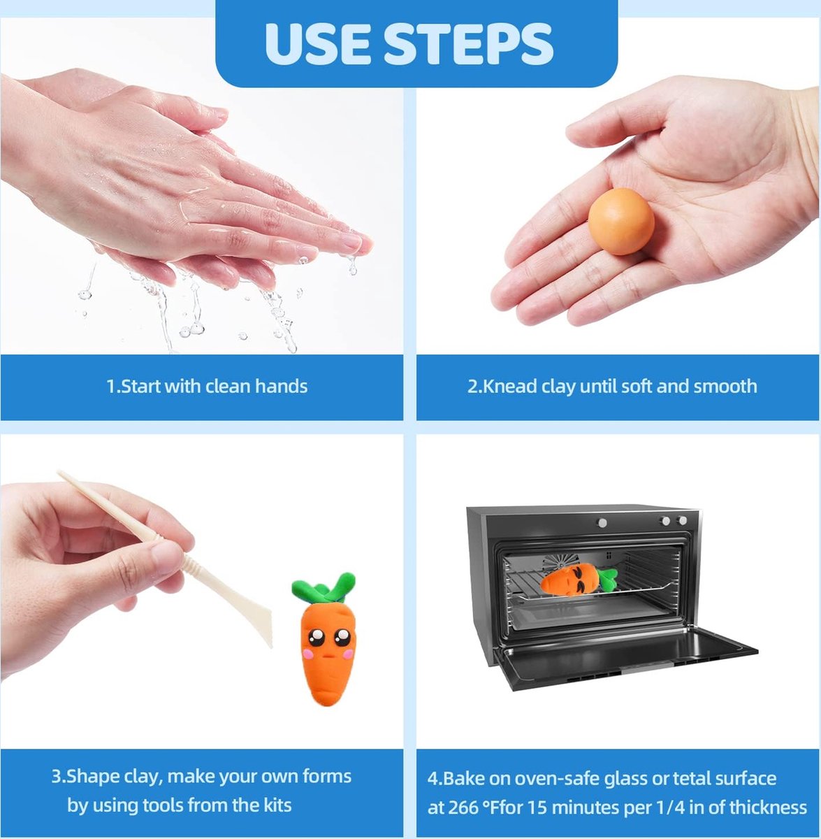 Oven Bake Modeling Clay Polymeerklei, 50 kleuren, creatieve polymeerklei kit met boetseergereedschap en sieradenaccessoires, niet giftig, ideaal doe-het-zelf kleigeschenken voor volwassenen en