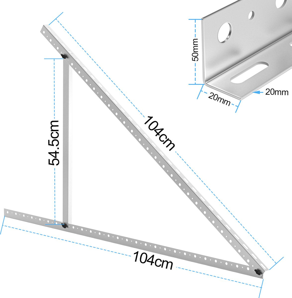 Beugel voor zonnepaneelverhoging tot 104 cm plat dak PV-zonnepaneel 4 stuks
