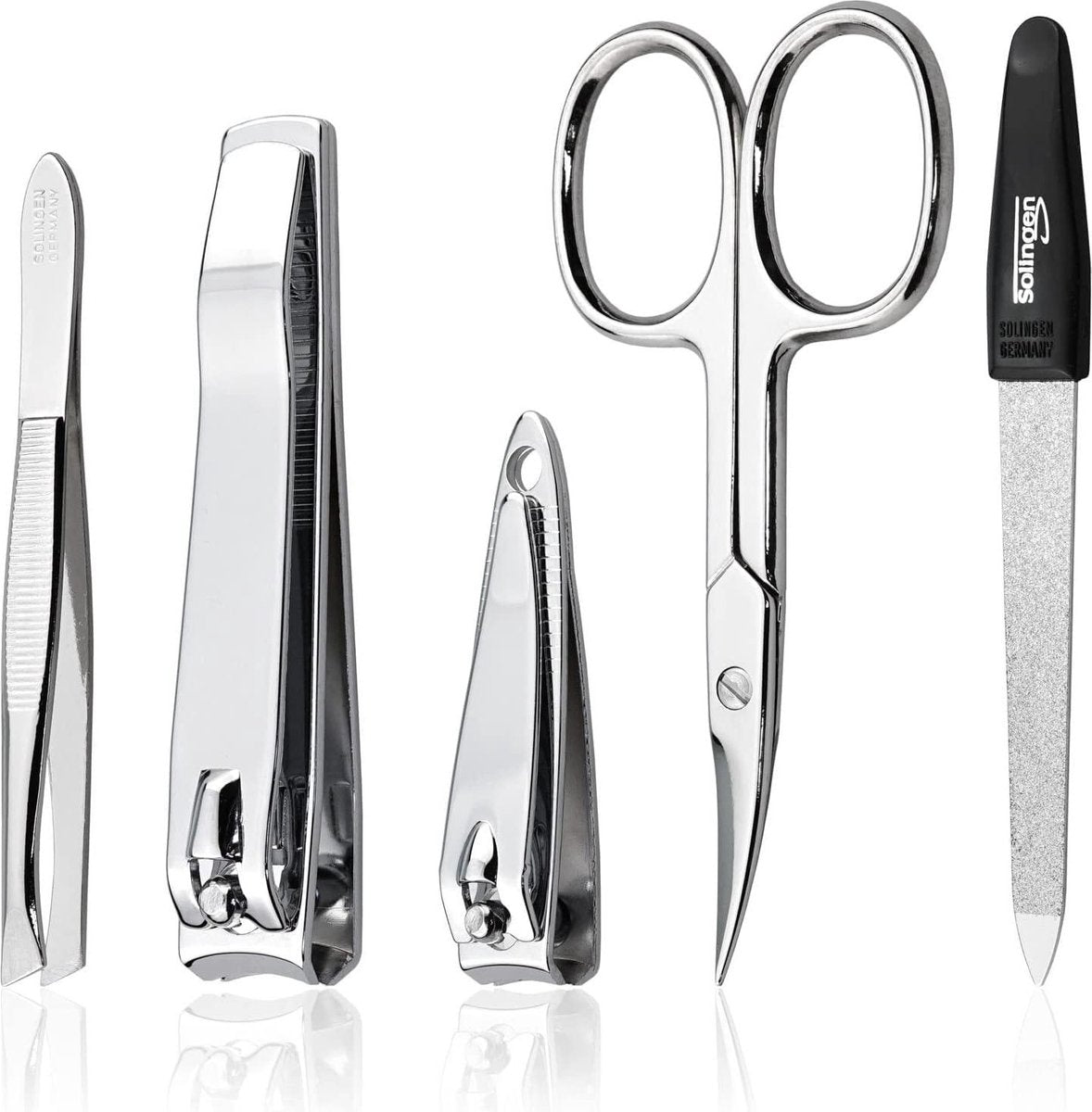 Manicureset nagelset voor mannen en vrouwen, 5-delig - vijl uit Solingen - necessaire - reizen