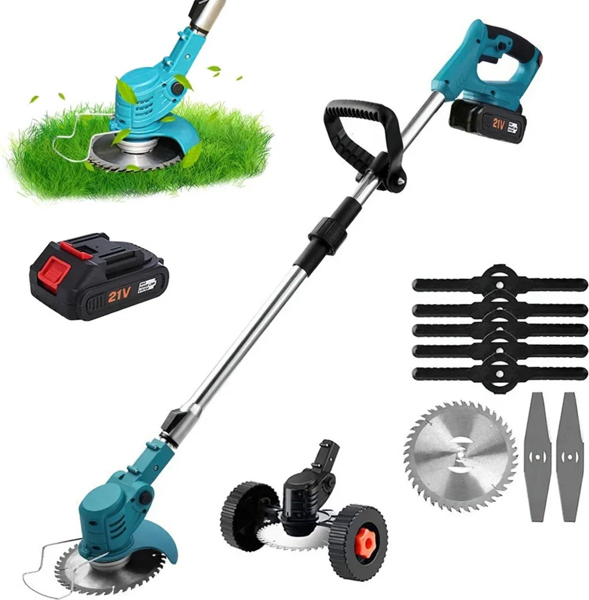 Accutrimmer - Grasmaaier voor kleine en middelgrote tuin - 380W - 15cm maaibreedte - Verstelbare maaihoogte