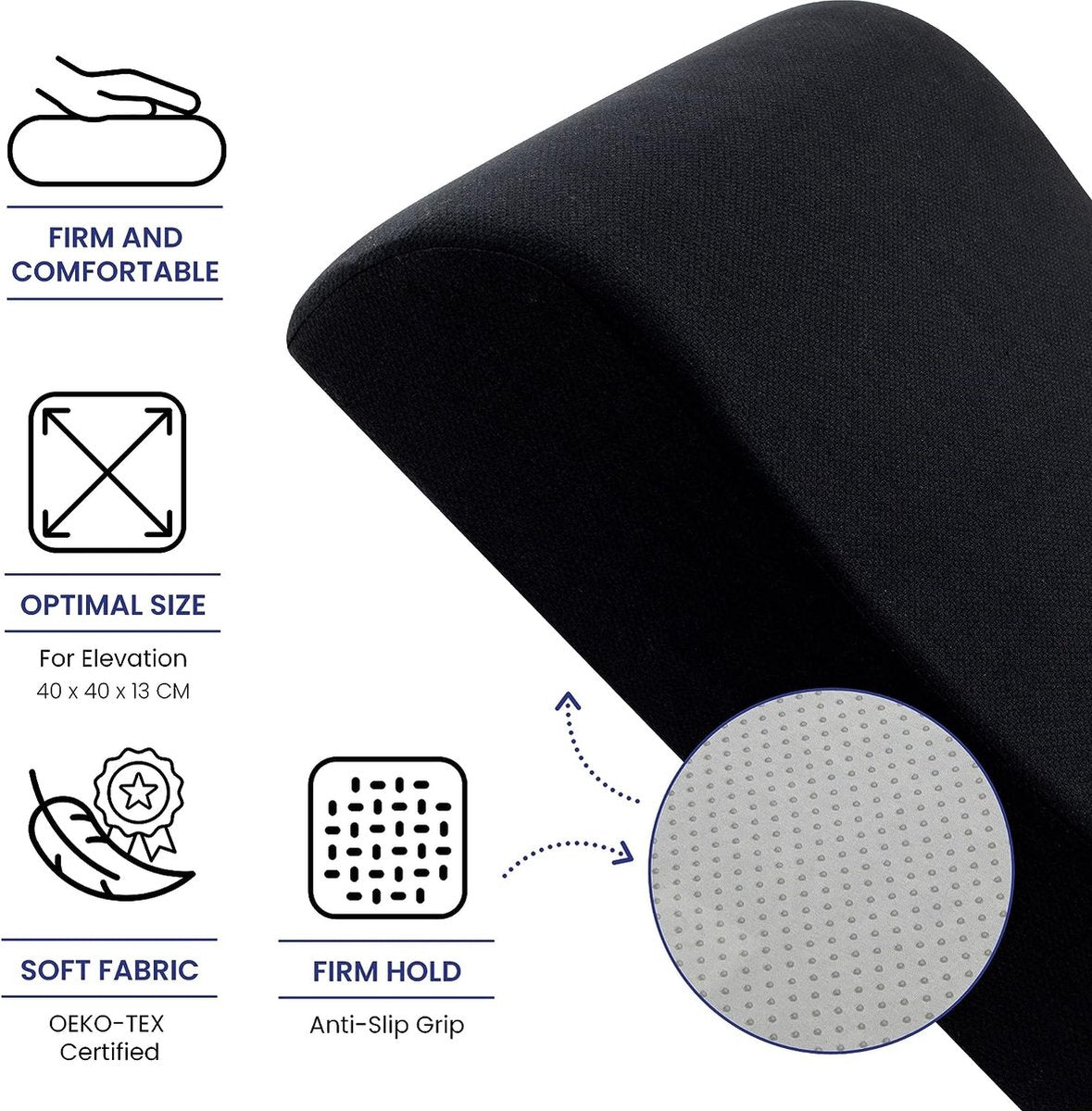 Comfortabele Stoelverhoger Volwassenen - OEKO-TEX hoes - Vormvast, 13 cm dik zitkussen - Perfect voor autostoel, bureaustoelkussen, opstahulp - Premium stoelkussen verhoging