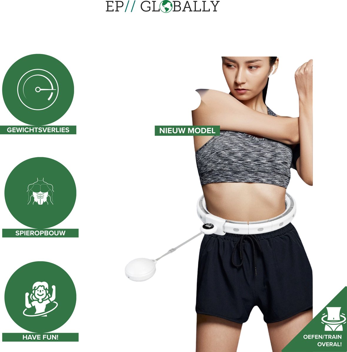 Hoepel - Fitness Hoelahoep - Hula Hoop fitness - Hoelahoep met gewicht - Hoelahoeps - Massage – Thuis Sporten – Wit - Grijs – Verstelbaar - Weight Hoop – Volwassenen – Body Hoop – Hulahoop – Hoela Hoep - Verzwaard -