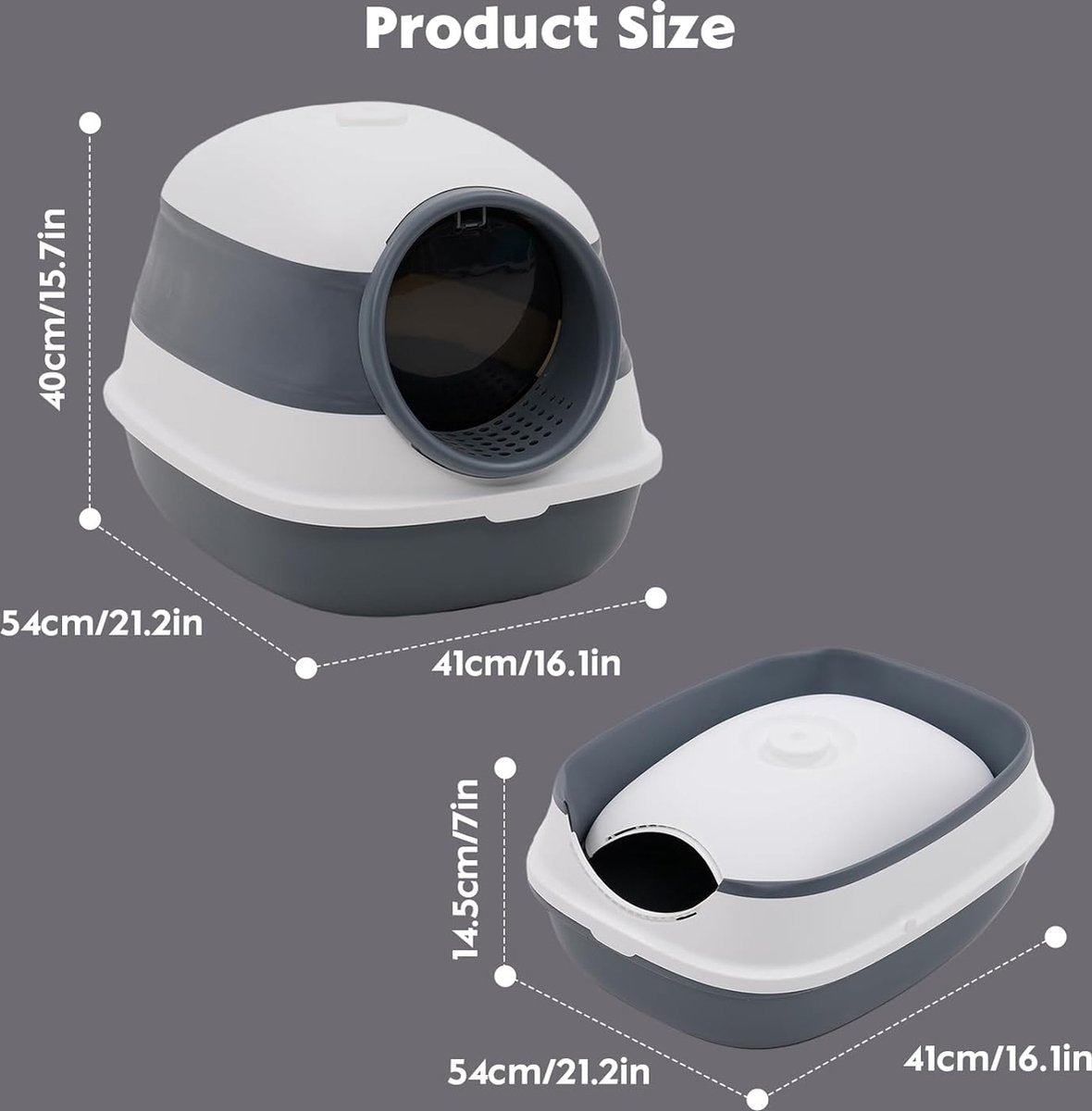 Electric Cat Litter Box - UV Light - Sterilization and Deodorization Function - Large Tray - Dark Grey - Automatic Cat Litter Box