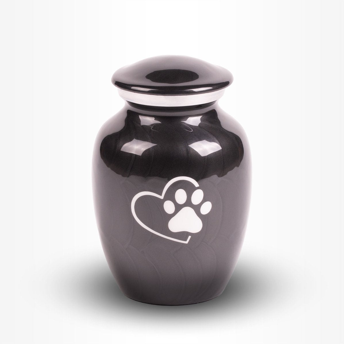 Pet Urn Dog Cat Medium 750 ml Black White Heart & Paw