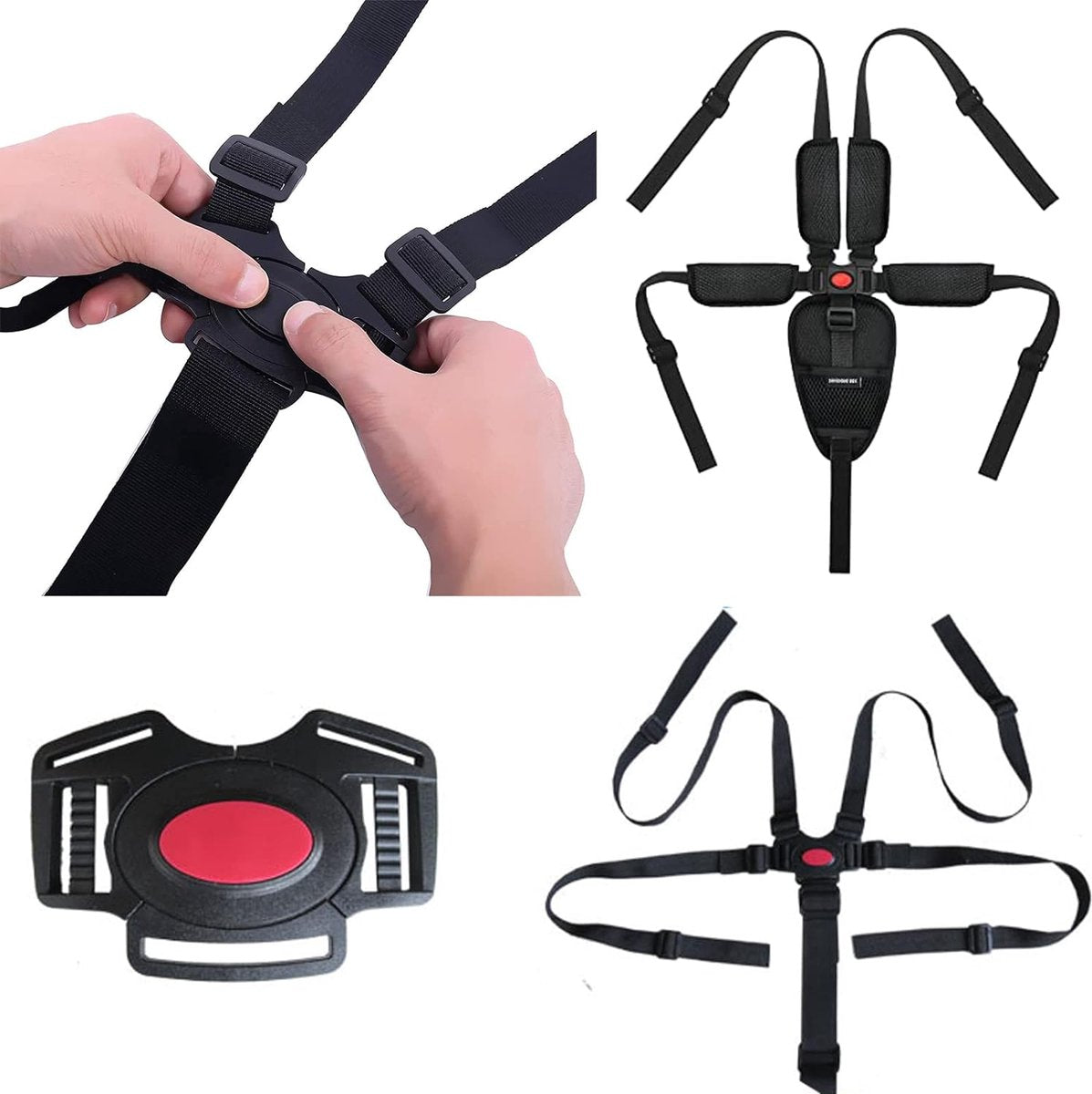 Baby safety belt, 5-point harness, stroller seat belt, pram buggy strap, suitable for stroller, high chairs, shoulder pad car, buggy strap, baby protection, shopping cart