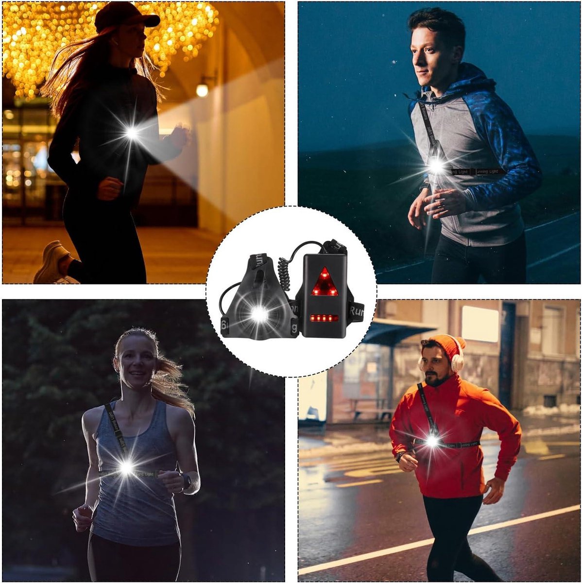 Hardlooplicht USB-oplaadbaar 360° reflecterend borstlicht waterdicht - JIZZU 250 lumen led-borstlamp sport looplicht Hardloopverlichting