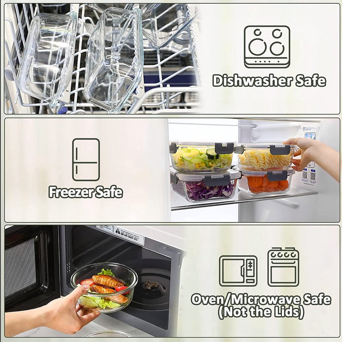 Glass food storage containers, 24 pieces, 12 containers + 12 lids, glass container, transparent lid, BPA-free, for home, kitchen or restaurant