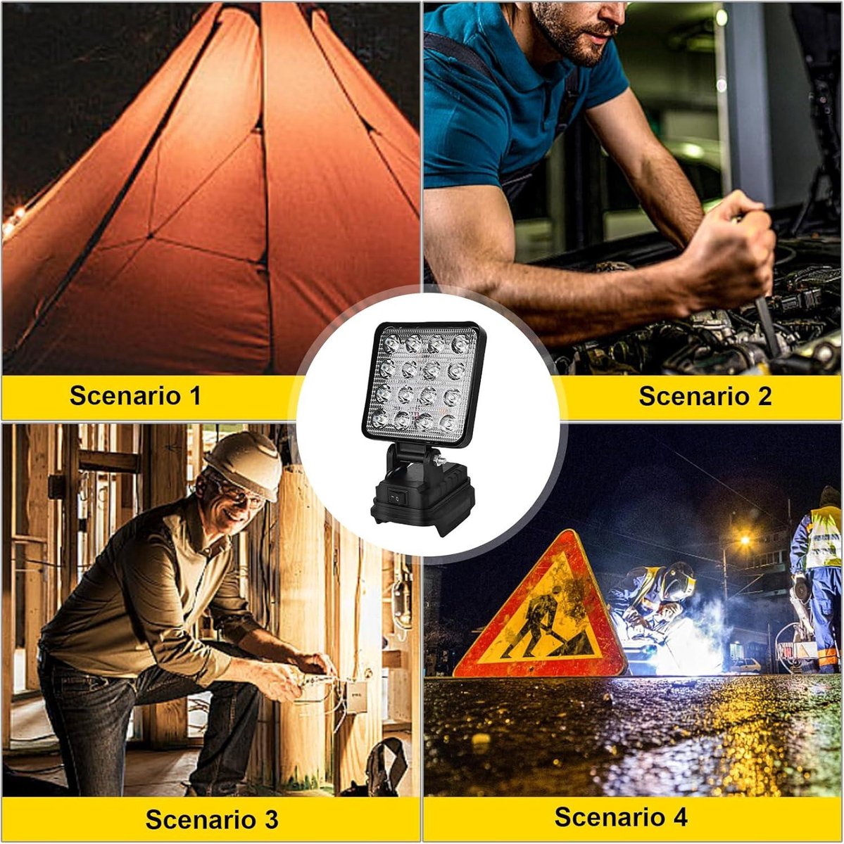 Led-werklamp 18 V Makita - 27 W led-bouwlamp draagbare schijnwerper met accu en USB-oplaadfunctie (2 stuks)