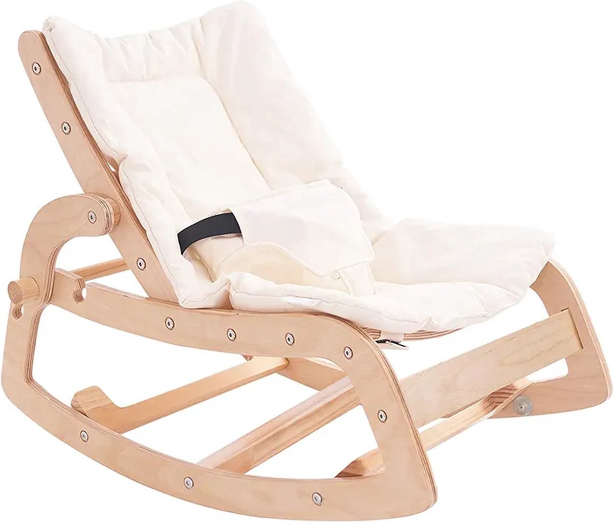 Bouncer & Rocker in één! - Off-White - Verstelbaar in 3 Standen - Bouncer - Inclusief Gordeltje - Babyschommel - Wipstoel voor Baby / Peuter / Kleuter - Wasbare Hoes