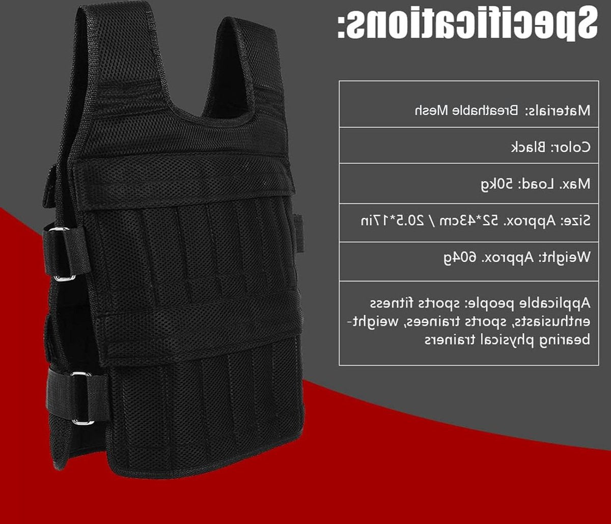 Oxford Stoffen Loopvest - Ademend 15 kg Gewichten - Krachttraining Fitness en Hardlopen Gewichtsvest