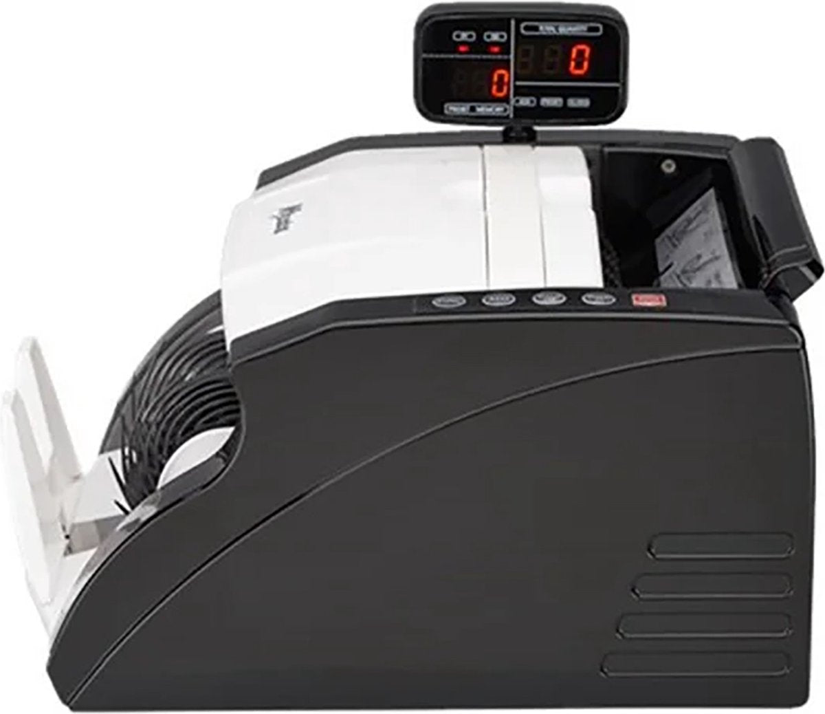 Money counting machine - up to 200 notes - 28x24.5x18.8cm - black white