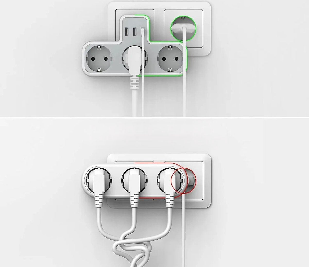 Travel Plug - 3 AC, 1 USB, 1 USB-C - UK to EU Adapter Plug - 15W 3A Travel Adapter - Travel Plug Foreign Socket - Travel Adapter England UK Adapter Plug Ireland