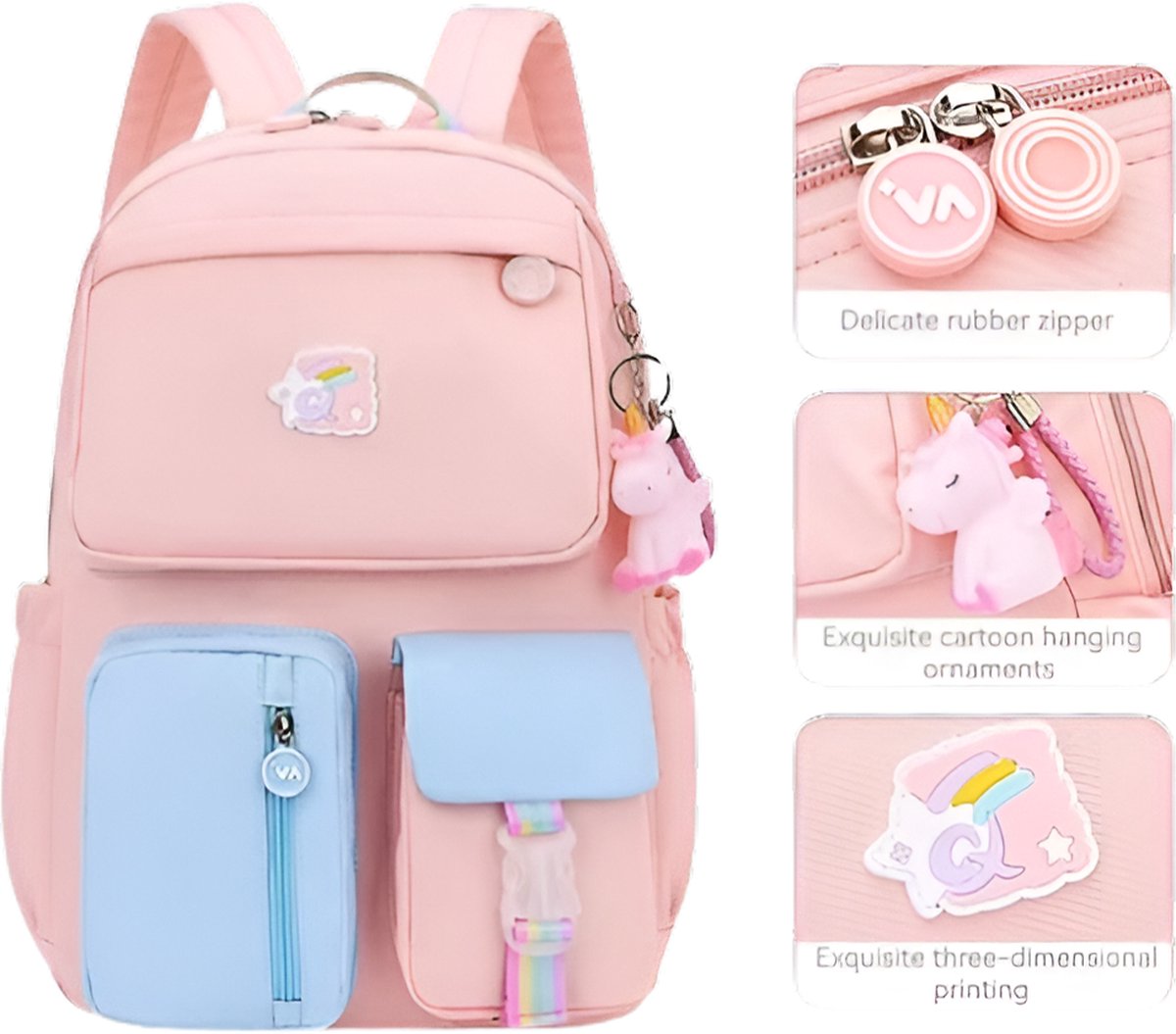 Avoir Avoir® - Stylish and Comfortable School Backpack for Girls, 43x30x15 cm, Primary School Backpack, Multiple Compartments