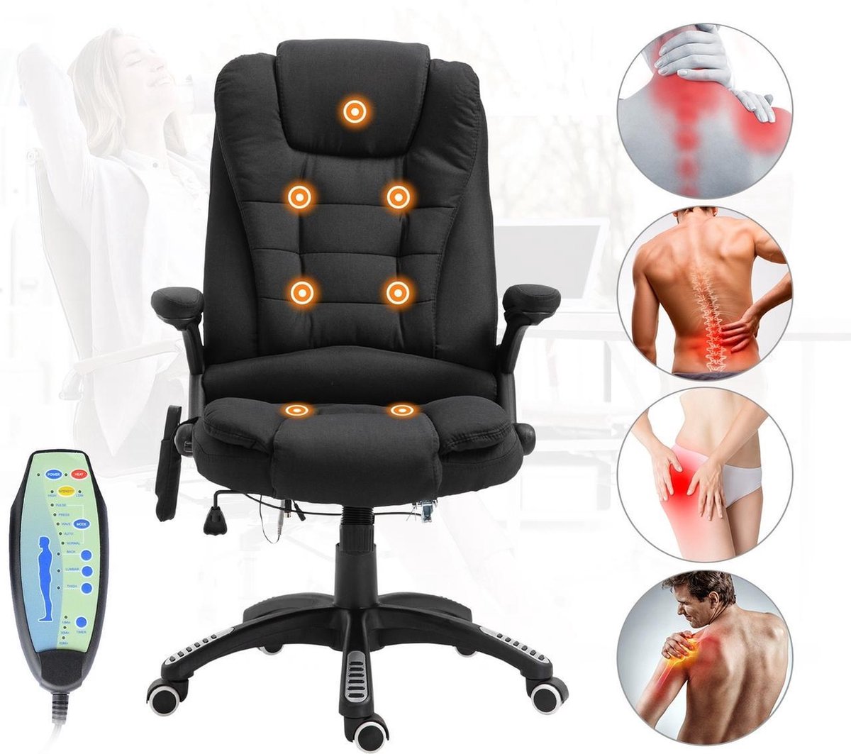 Office chair - Ergonomic office chair - Executive chair - Massage chair - Office chairs for adults - Black