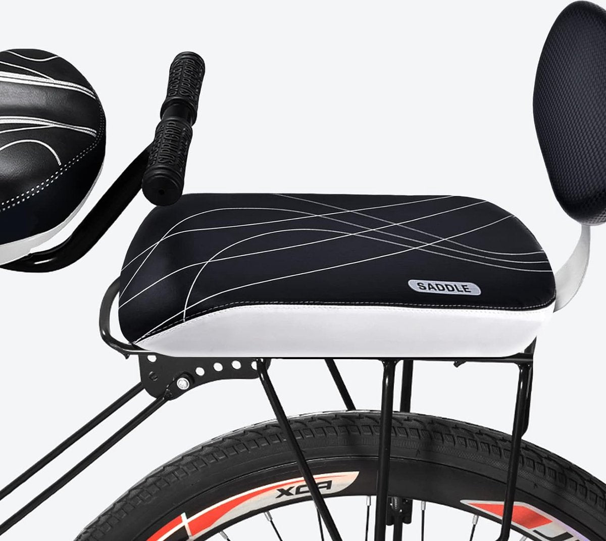 Fietsstoeltje - Fiets Achterzitje - Deluxe - met Rugleuning - Voetsteun - Zwart
