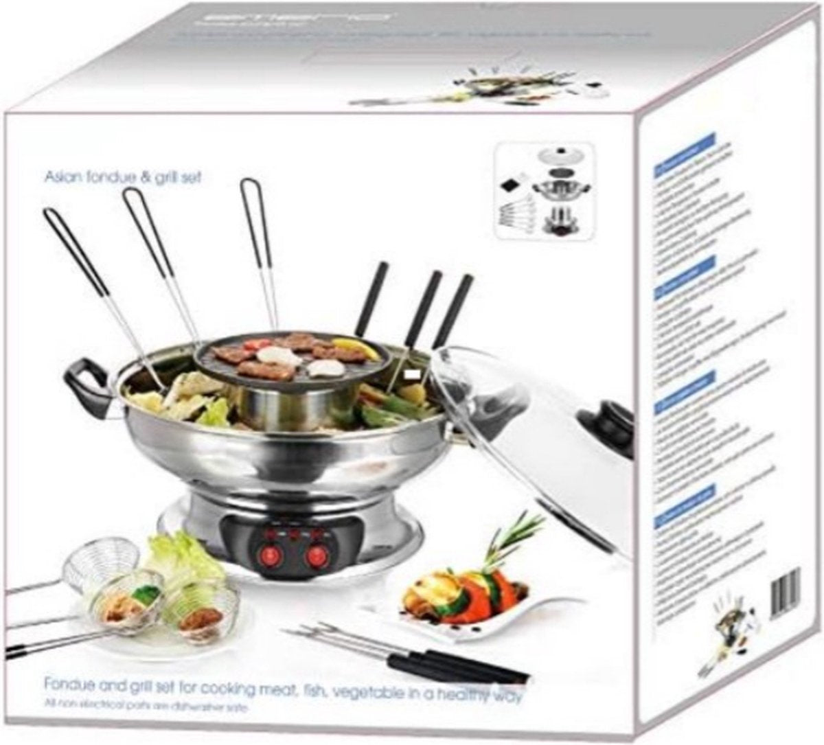 Hotpot Pan - Elektrische Hotpot - Chinese Fondue - Hotpot Kookpot - Zilver