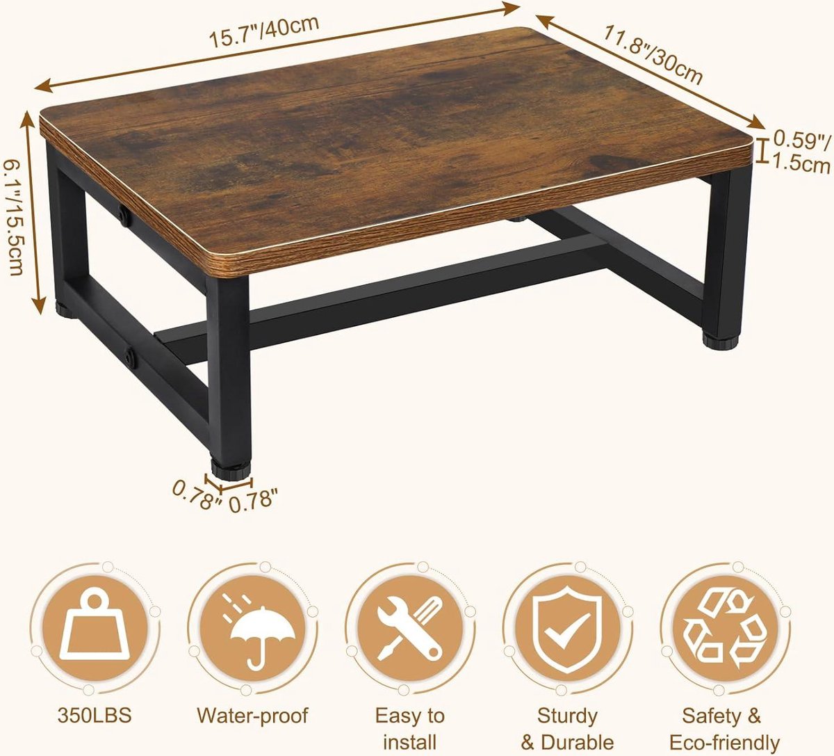 Adult Stool 165 cm - Anti-slip Rubber Stitching - Indoor Outdoor - Wooden Quilt Stool - Load Capacity 120 kg
