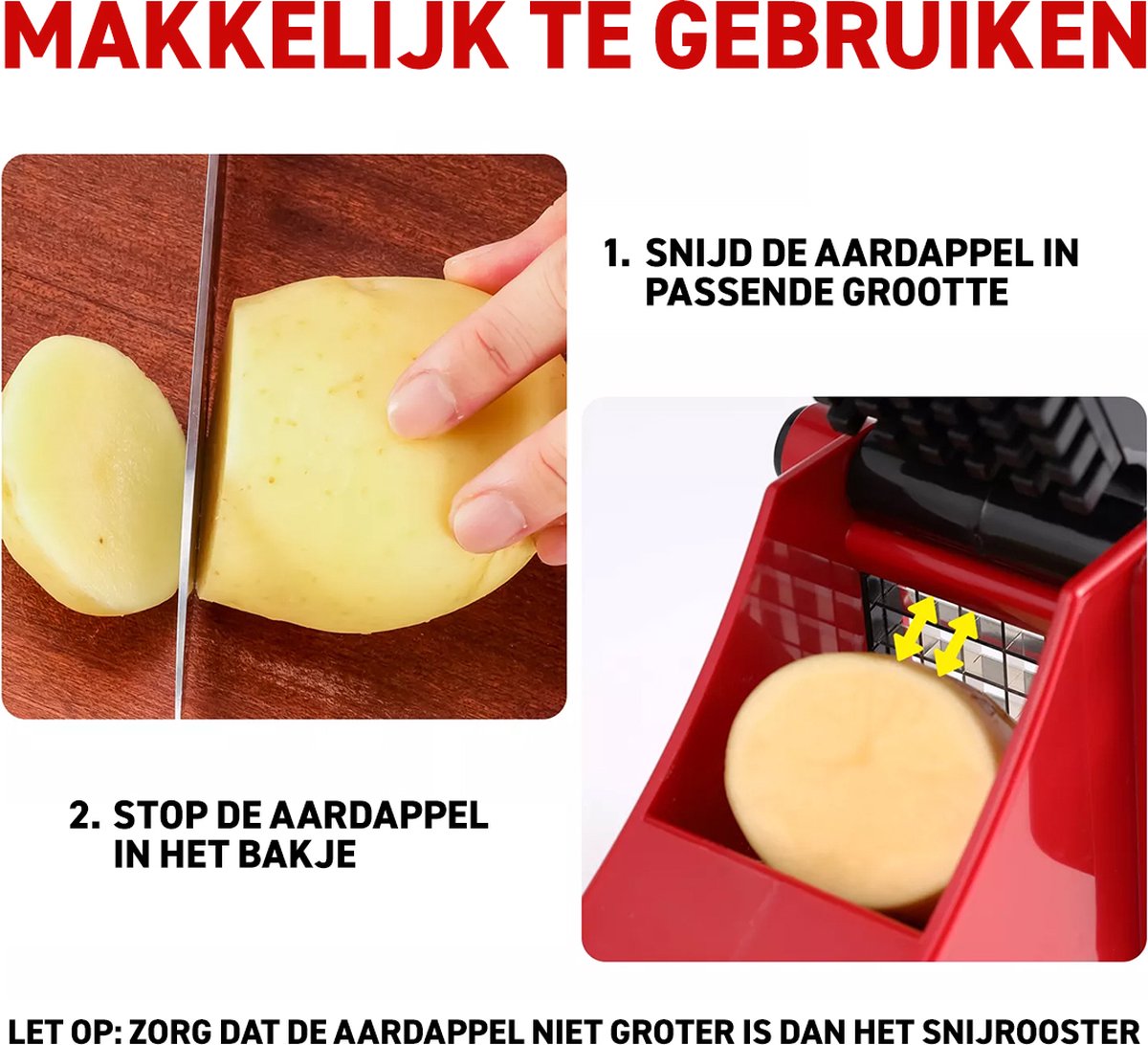 Friesnijder - Patatsnijder - Groentesnijder - Roestvrijstalen Snijrooster - Raspen, Schillers & Snijders - Rood