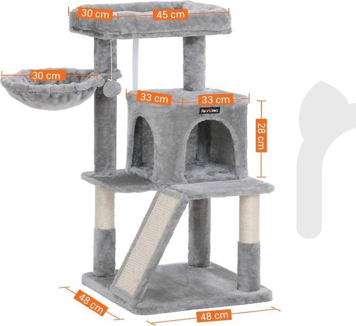 MIRA Home - Krabpaal katten - Kattenmand - Krabpaal - Kattenhuis - Grijs - 48x48x96