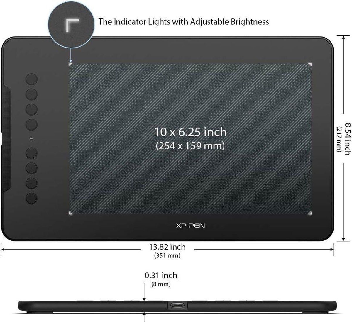 Grafisch tablet XP-PEN DECO01V2 - tekentablet 10 x 6 inch - passieve pen - 8192 drukniveaus - kantelfunctie - 8 sneltoetsen - Windows/Mac OS/ChromeBook/Android. Bamboo Pen