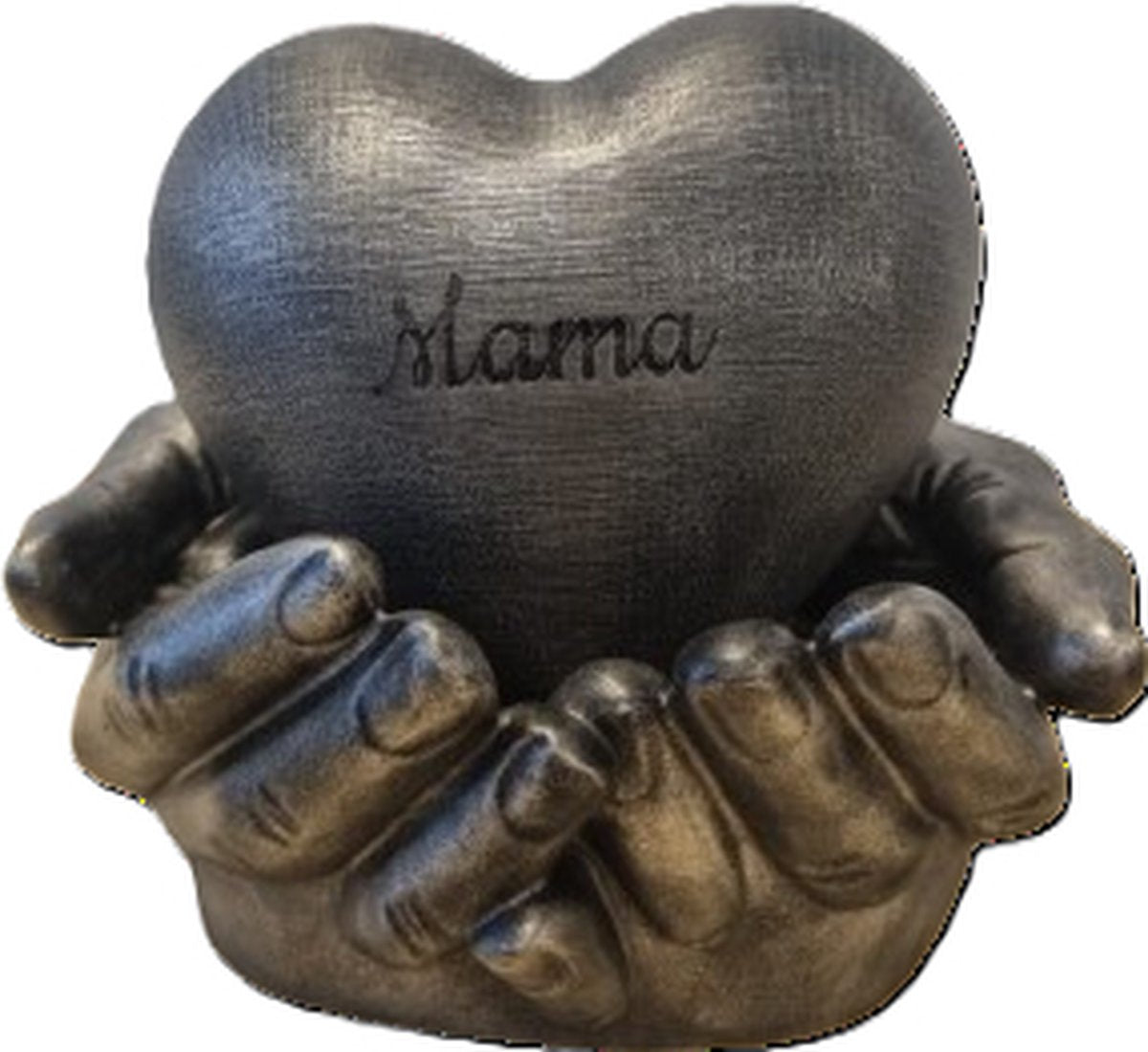 Personalised urn heart in hands - 450 ml - antique silver