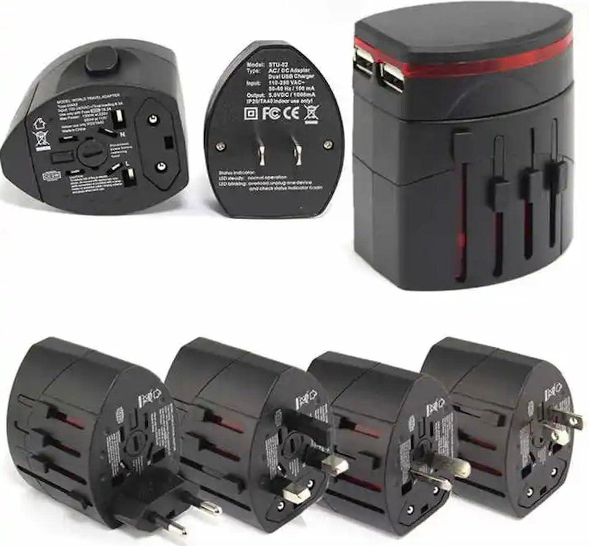 Universal Travel Adapter Plug Adapter for over 200 countries - EU/UK/USA/AUS - with 2 USB ports
