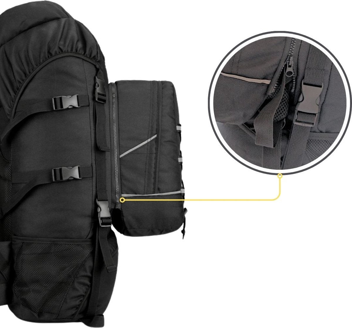 Mauritania® – 2-in-1 Wandelrugzak – 70L tot 100L – Kamperen – Nylon – Outdoor Wandelrugzak – Ingebouwde Regenhoes – Reflecterend – Grote XL – Rugzak Organizer