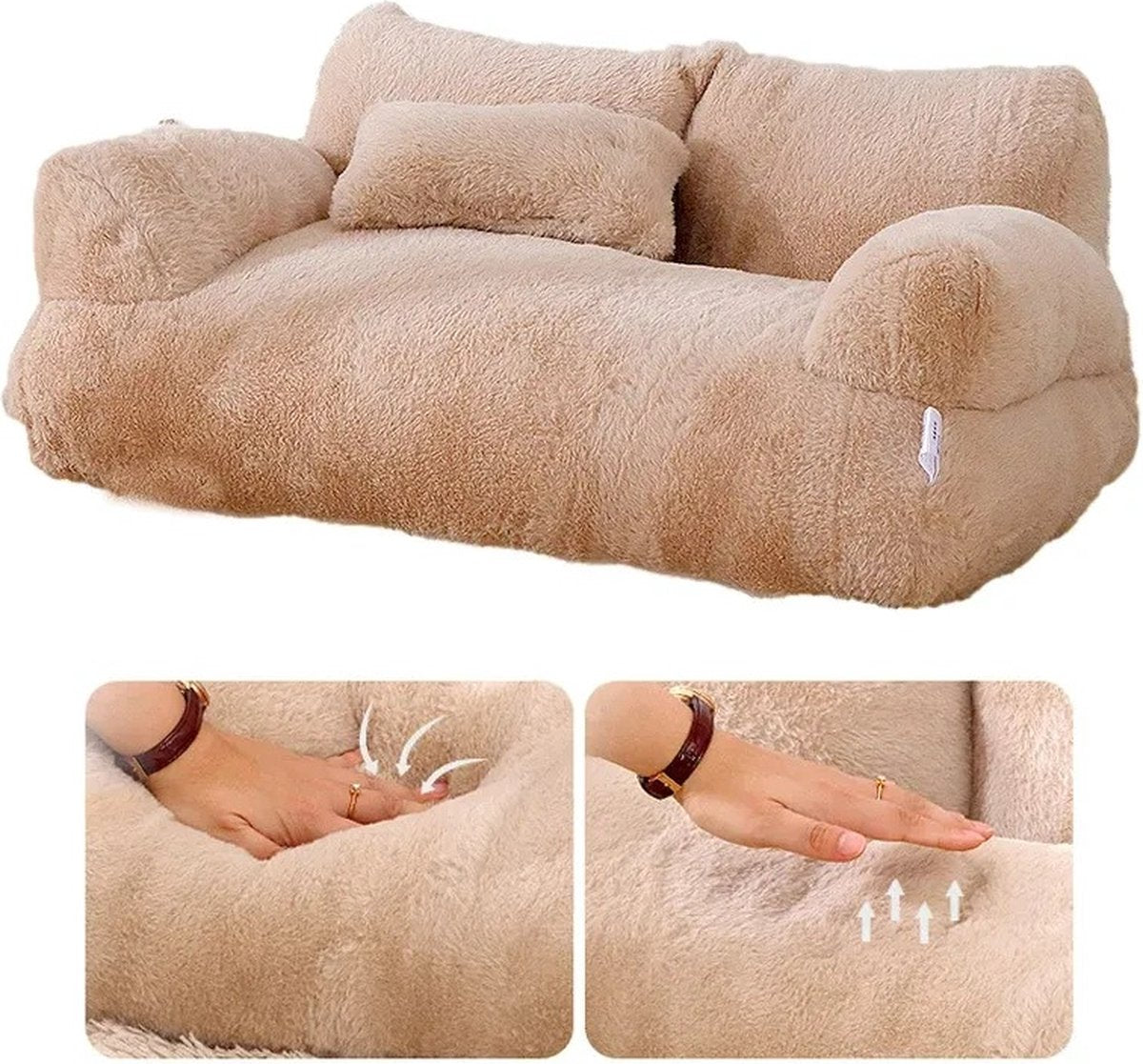 Luxury Cat Basket - Cat Bed - Cat Sofa - Pet Bed For Small Medium Dogs Cats - Comfortable Plush - 55x38x18cm - Beige