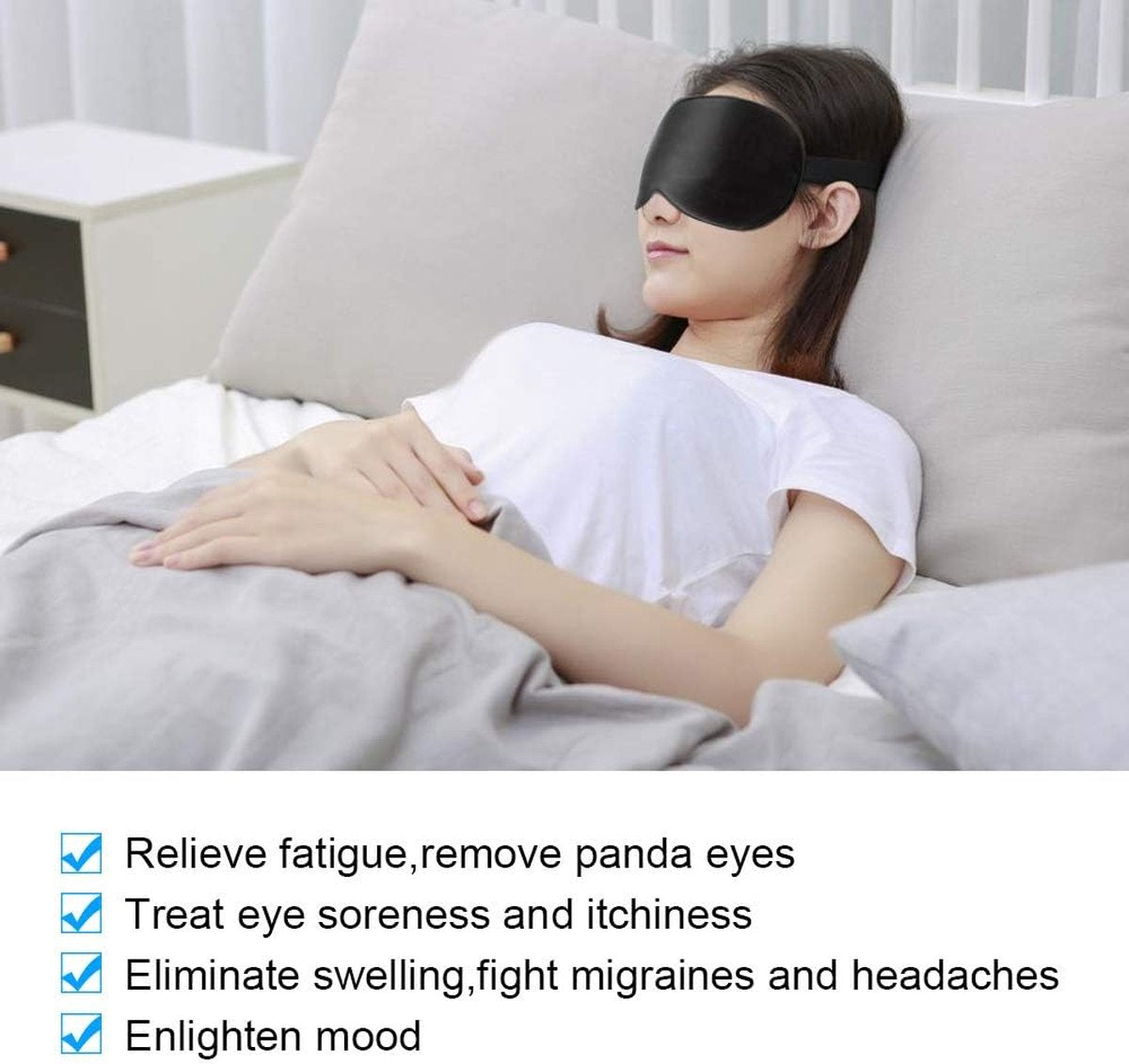 Heated Eye Mask - 4 Modes - Black - Electric Eye Mask - Eye Mask - Eye Mask for Puffiness - Sleep Mask - Dry Eyes