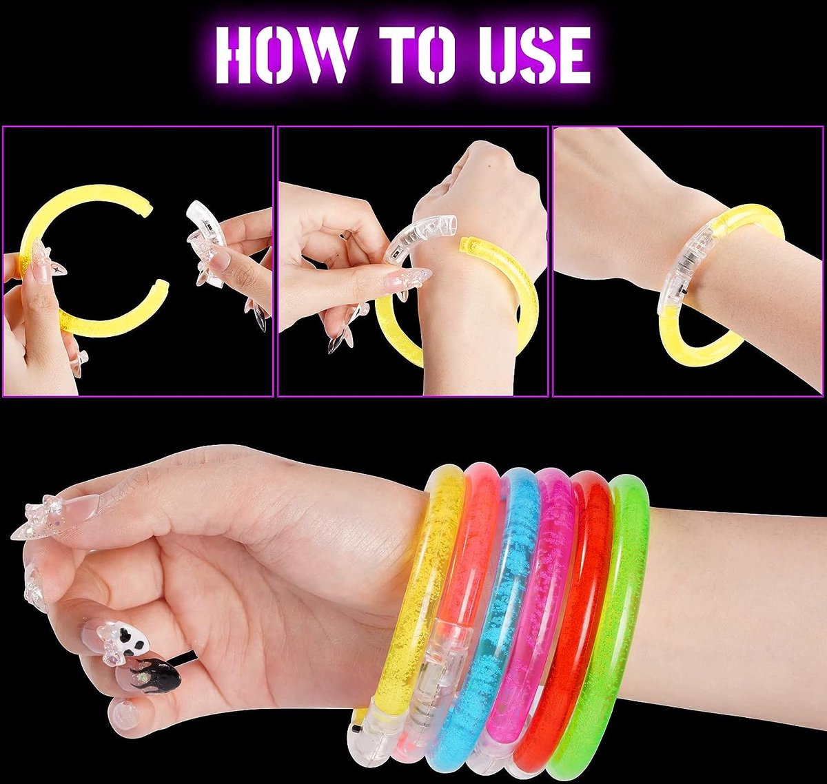 36 stuks led-lichtarmbanden, knipperende armbanden in het donker, glowstick-armband, verlicht speelgoed voor afstuderen, verjaardag, feest, geschenken, armband voor kinderen en volwassenen