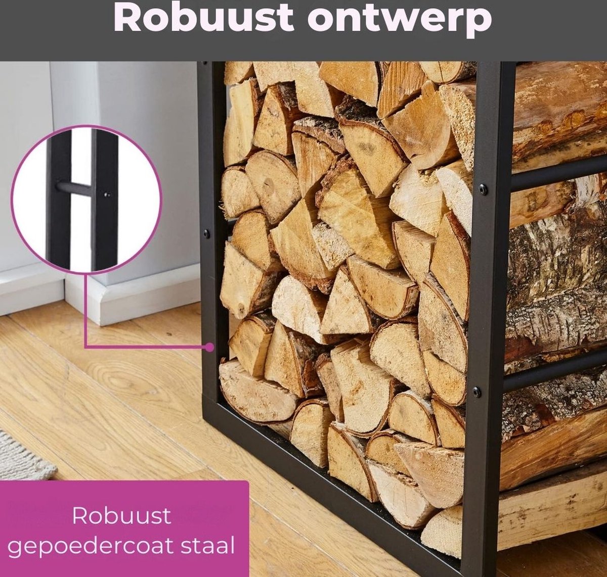 Wood Rack - Wood Storage - Firewood Rack - Firewood - Storage - Indoor and Outdoor Rack - Firewood - Metal - Black - 150x40x25cm