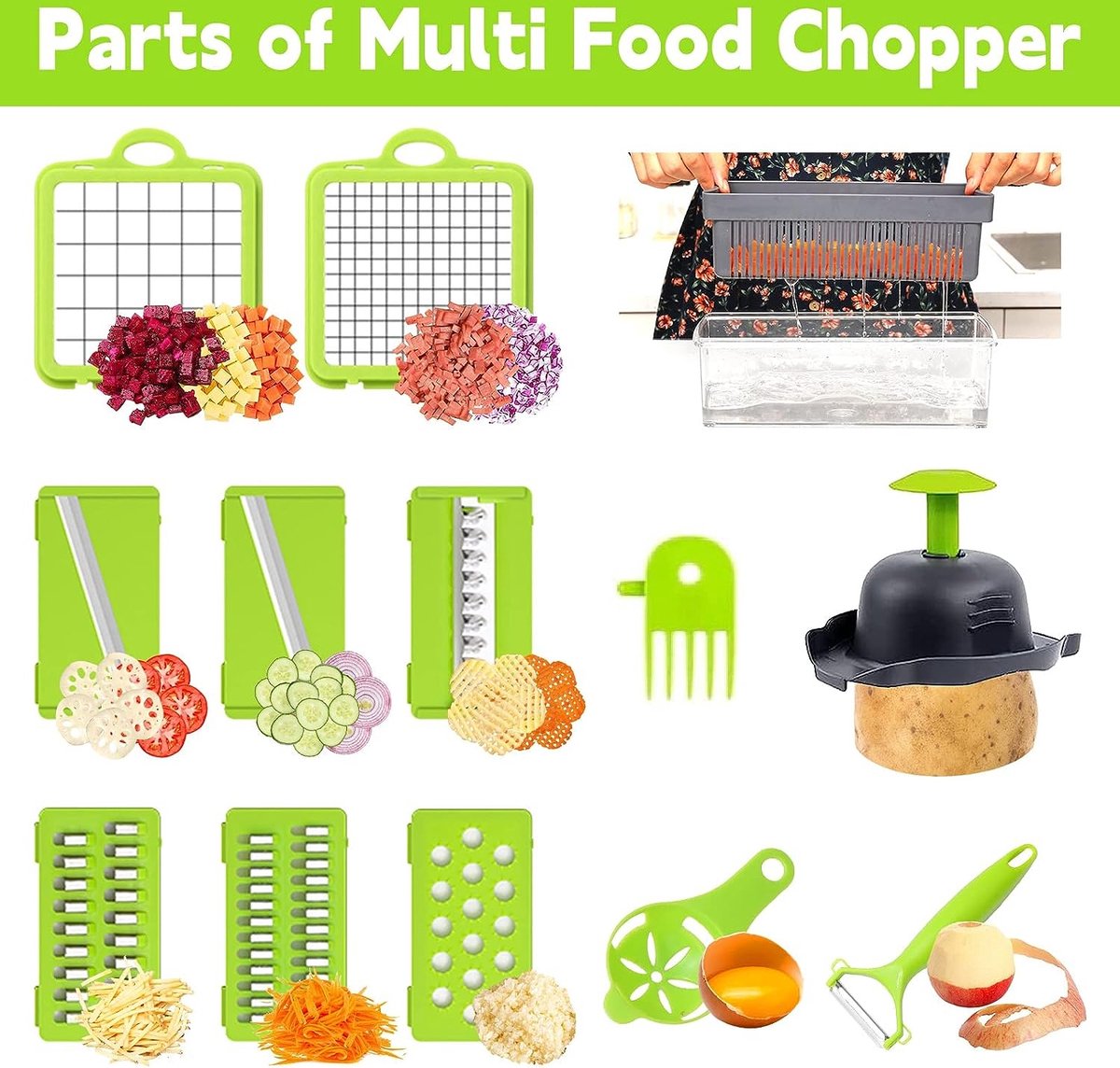Groentesnijder Uiensnijder Uien Chopper Handmatige Aardappelsnijder Wortel Fruit Komkommer Snijmachine Groente Chopper Dicer
