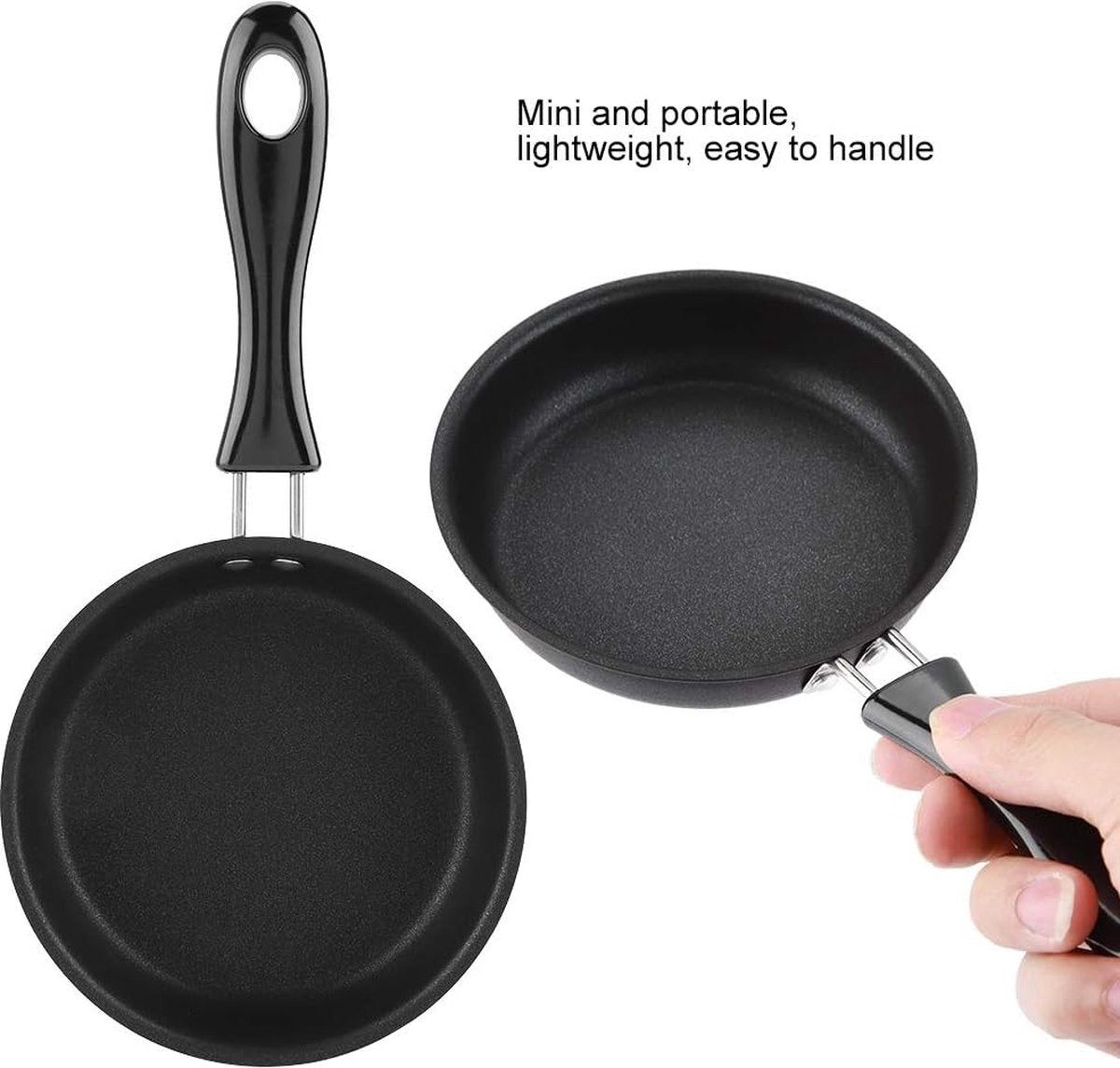 Mini-koekenpan, anti-aanbaklaag, éénpersoonsporties, ei, omelet, ronde pan, hittebestendige rubberen handgreep, veelzijdig, kleine pannenkoeken, vaatwasmachinebestendig, gasfornuis, inductiekookplaat, schattig