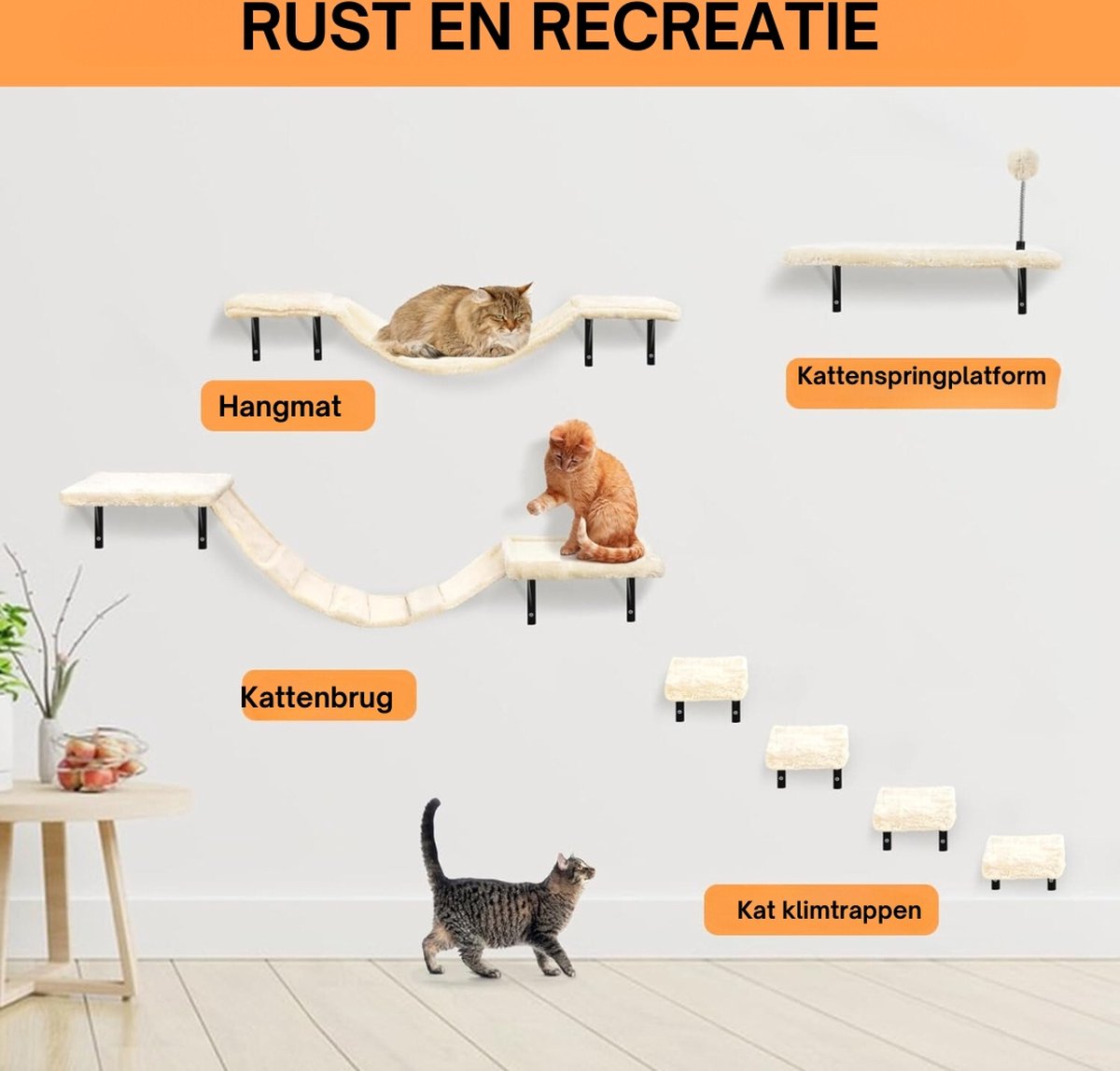 Cat Climbing Wall - Cat Climbing Wall - Climbing Wall Cat - Cat Wall Furniture - Grey